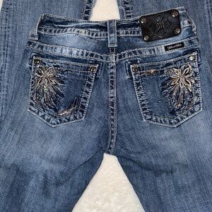 Vintage Low Rise Embellished Blue Jeans
